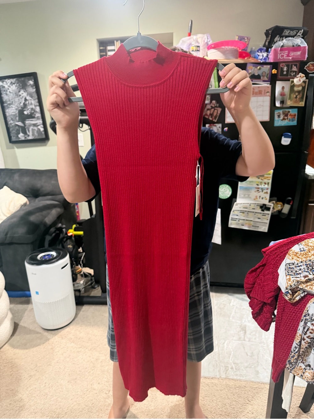 Candies Red Ribbed Sleeveless Knit Dress